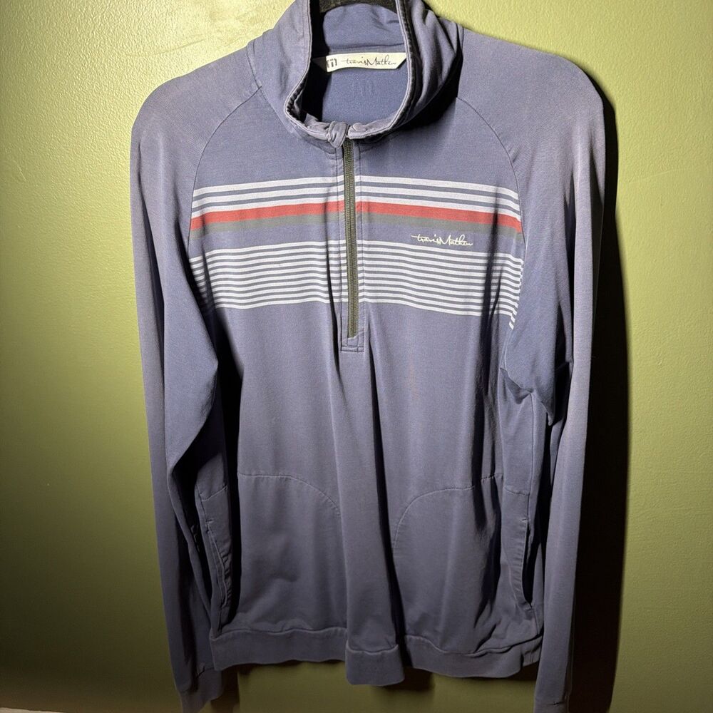 Travis Matthew Shirt Mens 1/4 Zip Pullover Blue Lightweight Jacket Golf medium